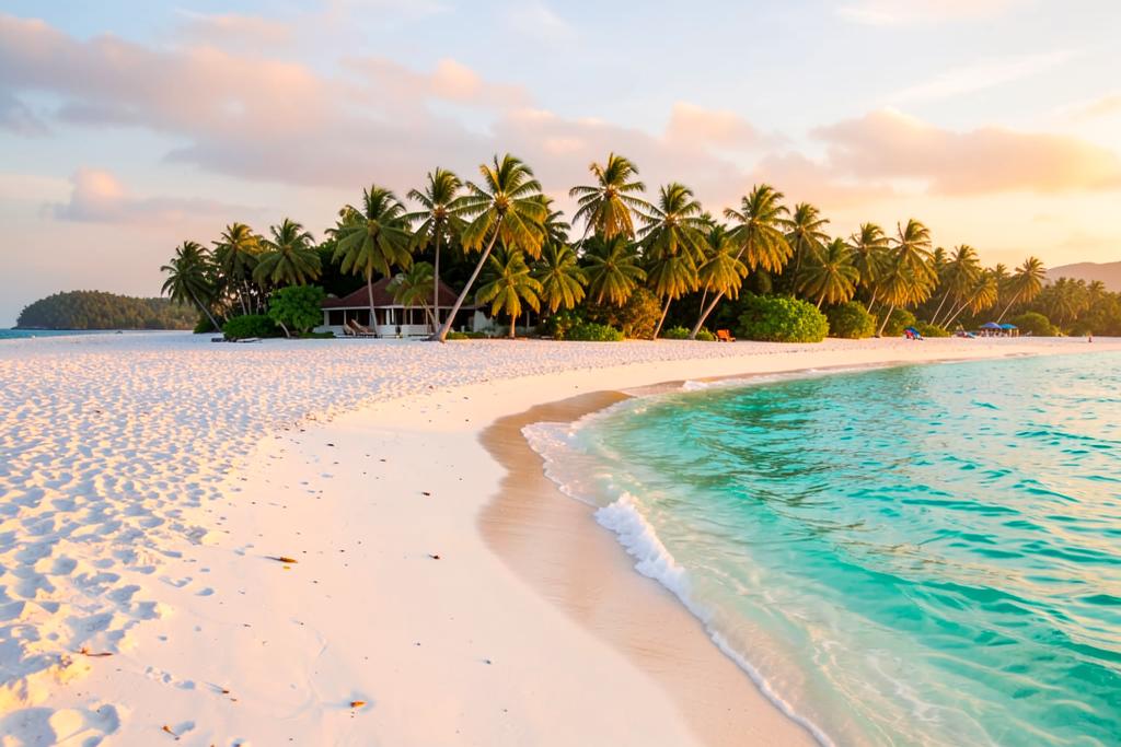 Turquoise water along a white Zanzibar beach