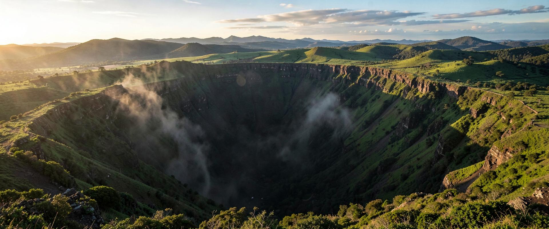Wide view over the green Ngorongoro highlands